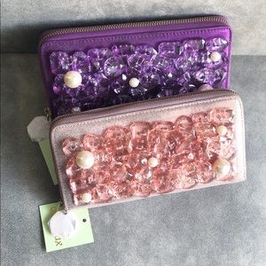 Pink and Purple Beaded Wallet Set
